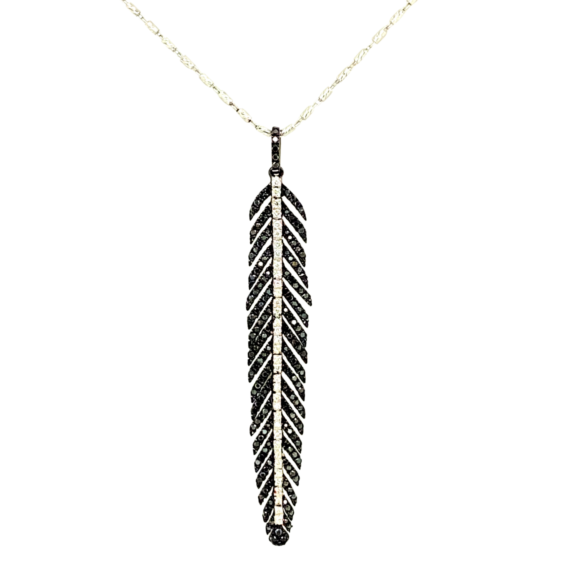 Black Diamond Feather Necklace