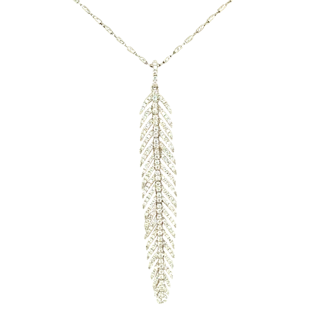 White Diamond Feather Necklace