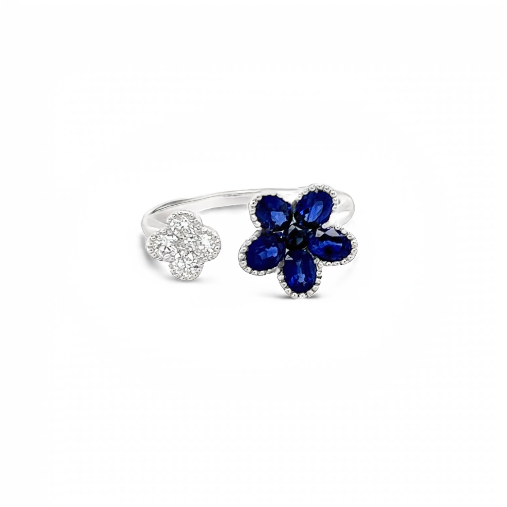 Flower Sapphire Diamond Ring