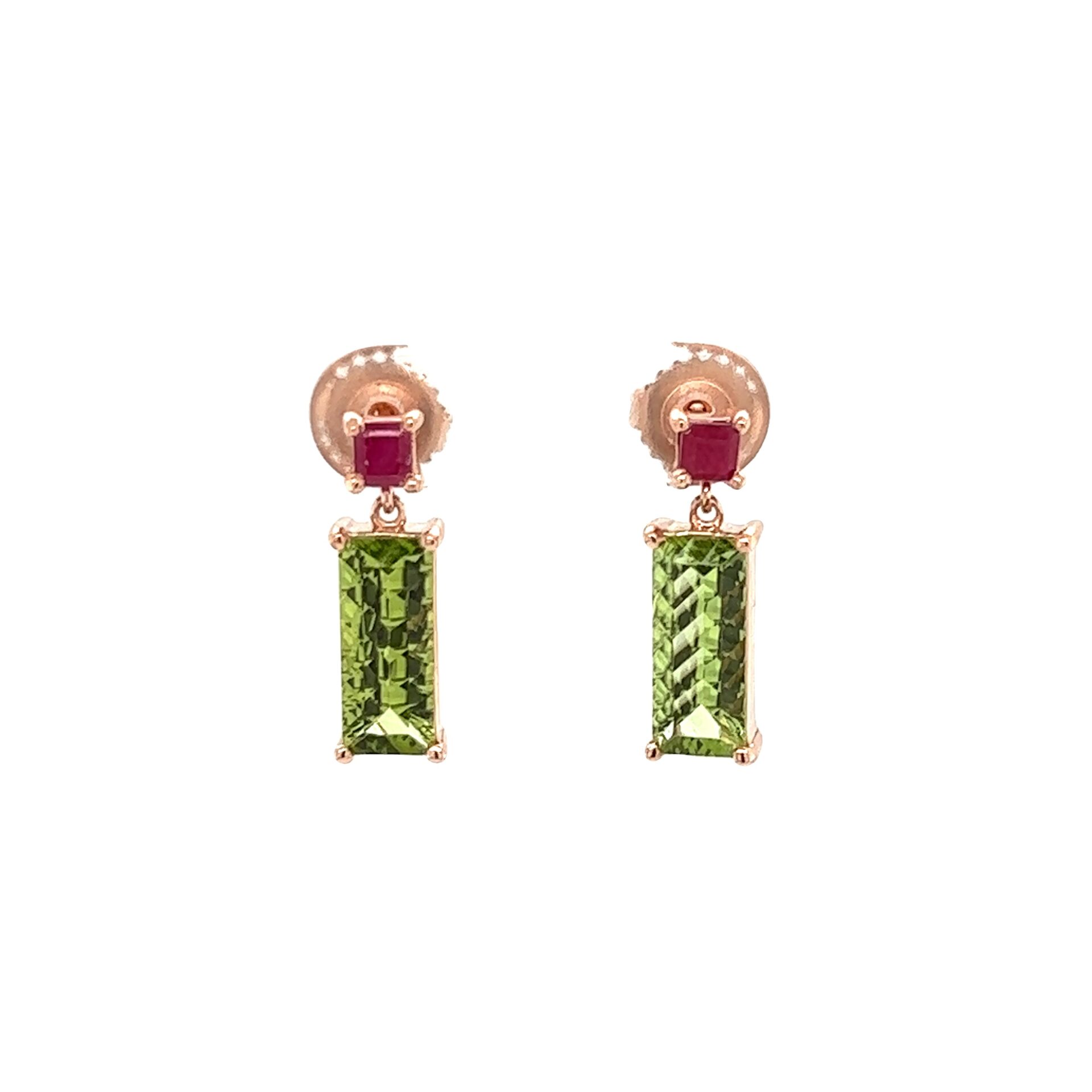 Tourmaline and Ruby Earrings