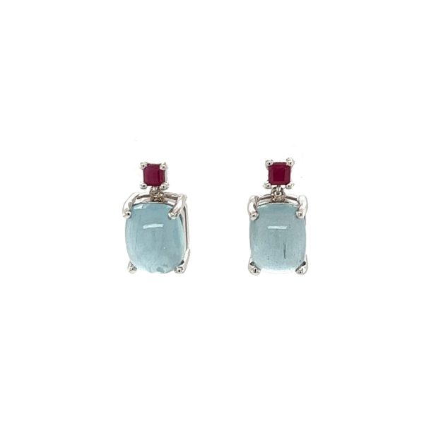 Chalcedony and Ruby Earrings