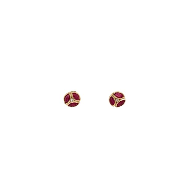 Gold Ruby Stud Earrings