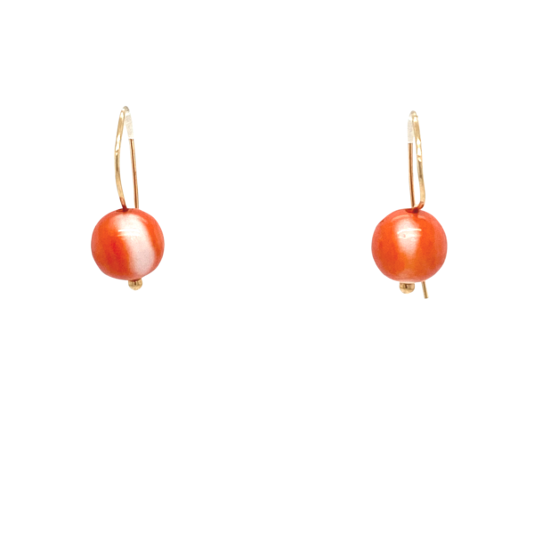 Gold Coral Dangly Earrings