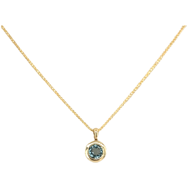 Gold Aquamarine Birthstone Pendant