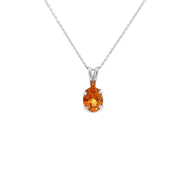 White Gold Orange Oval Citrine Pendant (230-01472)