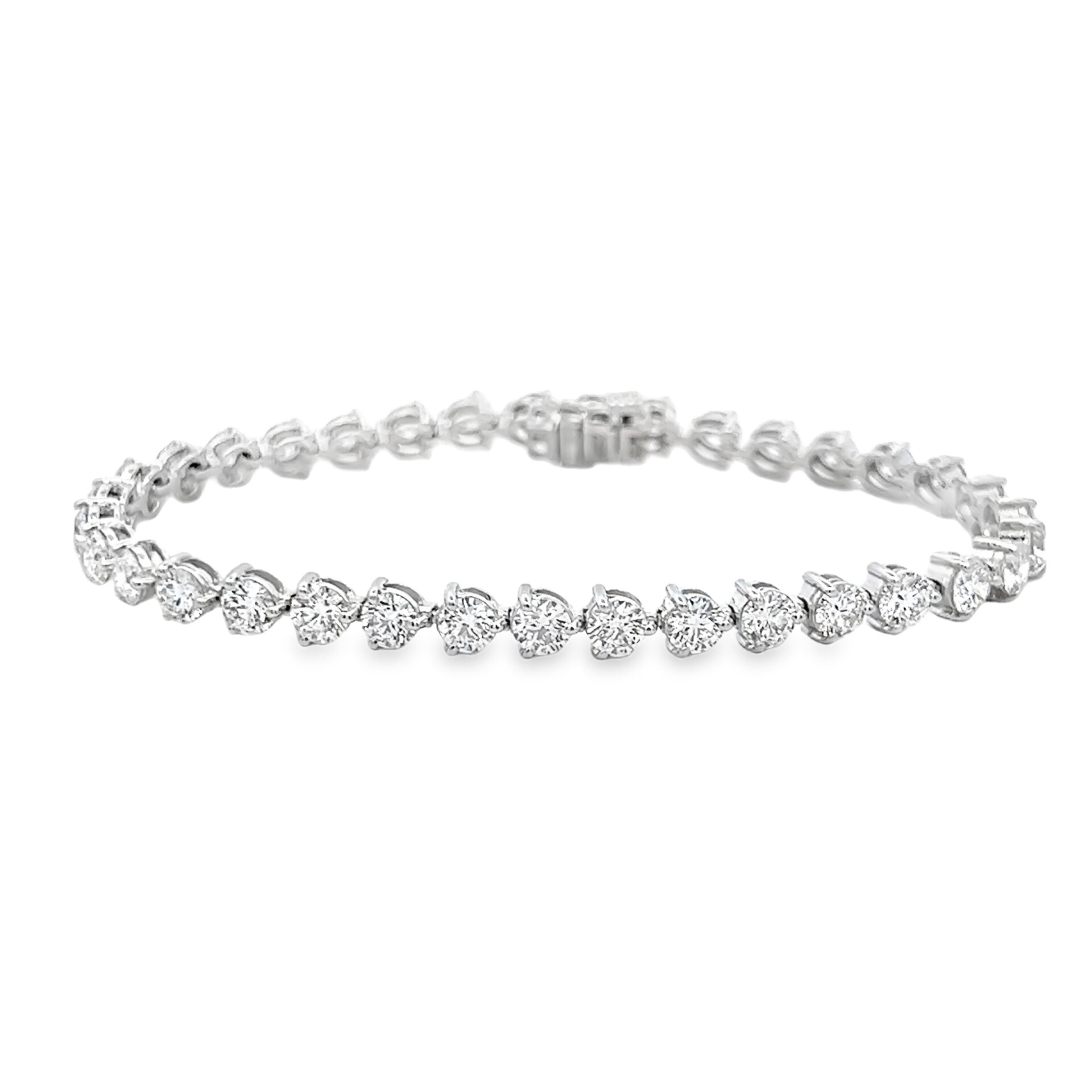 【HYERES LOR】24FW★ Silver (W) Crown Tennis Bracelet 3mm White Lab-Created Sapphire Tennis Bracelet in Sterling